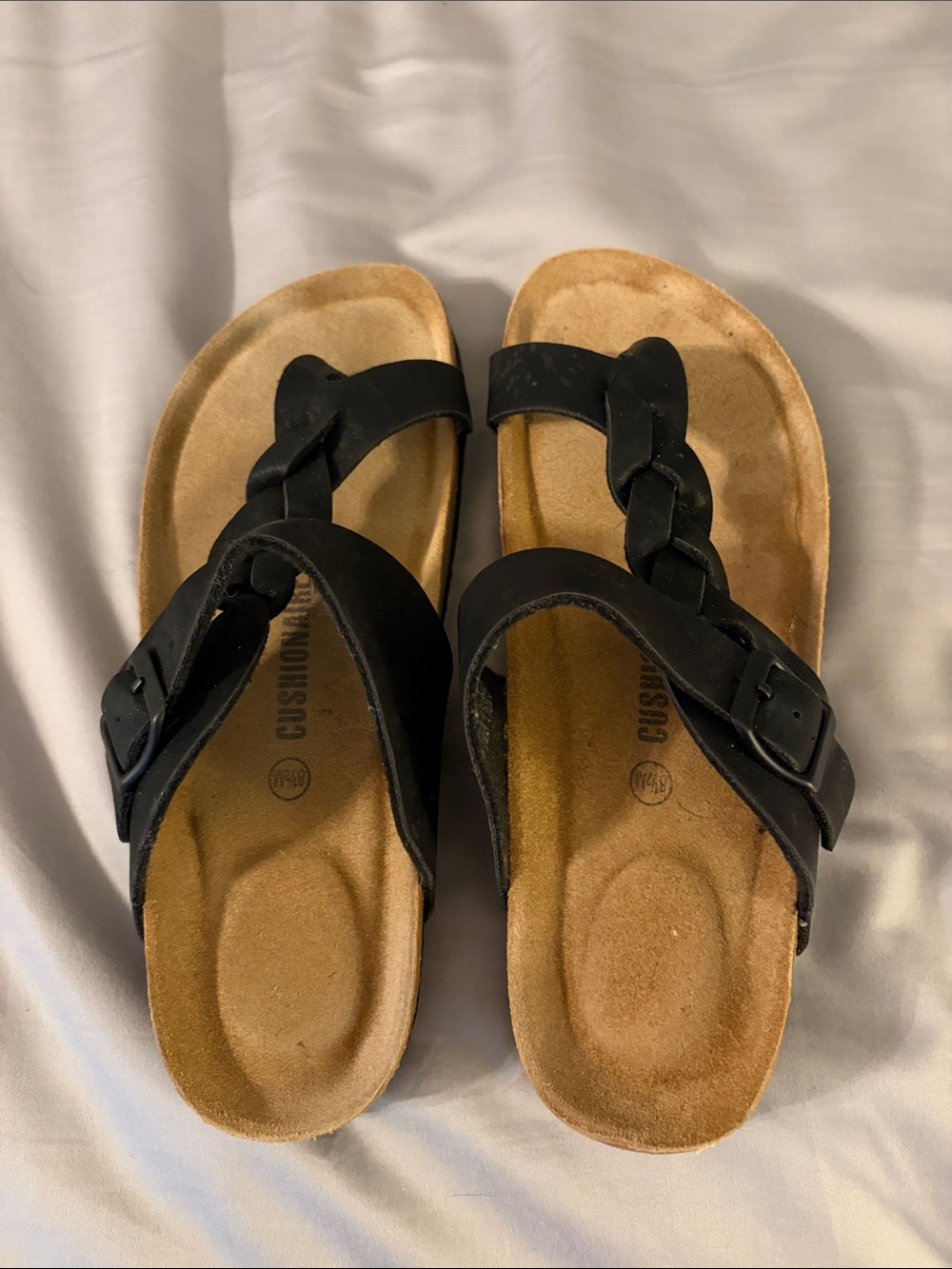 Braided Black Women’s Slide Sandals with Contoured Footbed